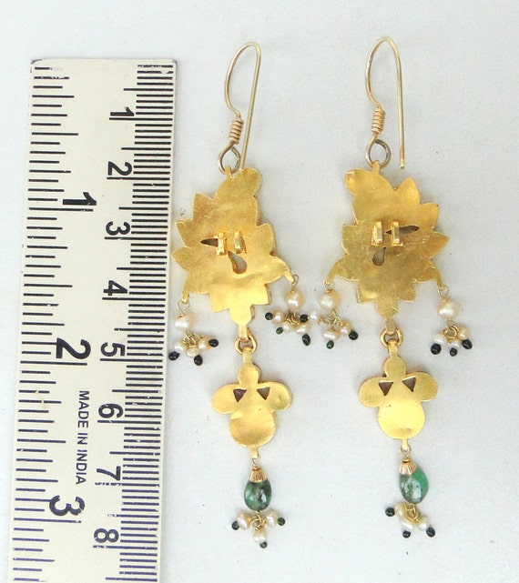 Vintage Antique 20k Gold Gemstone Earring Pair Da… - image 5