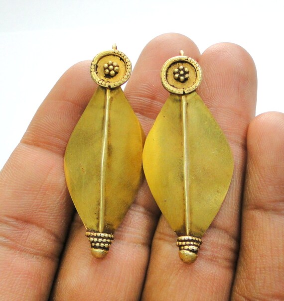 Vintage Antique Handmade Solid 18K Gold Jewelry Earring Pair India