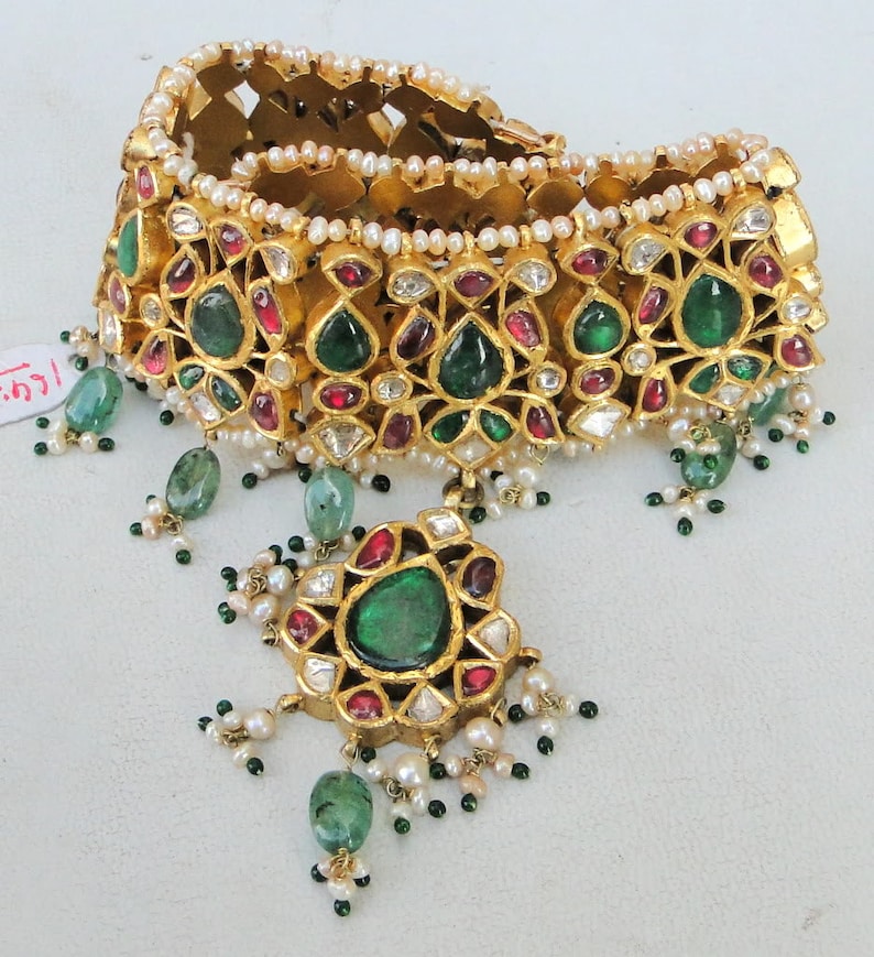 Vintage Antique 20k Gold Diamond Polki Kundan Enamel Work - Etsy