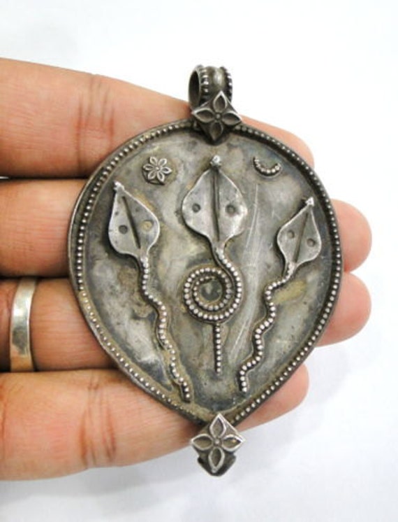 Rare! Antique Ethnic tribal old silver naga amule… - image 1