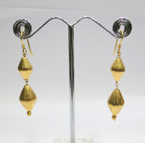 Vintage antique jewelry 20K Gold beads earring pa… - image 1