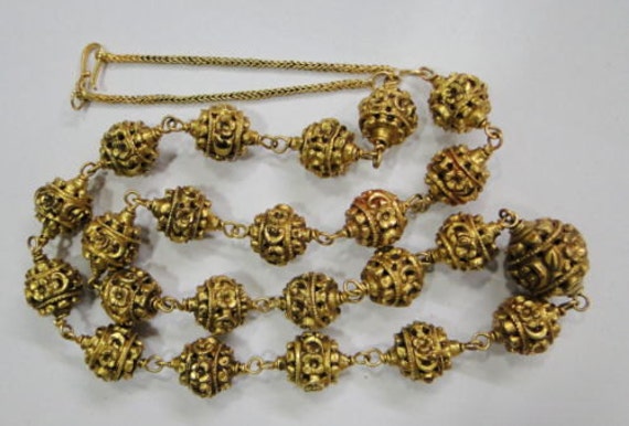 Vintage antique solid 20K Gold Beads Necklace Ori… - image 1