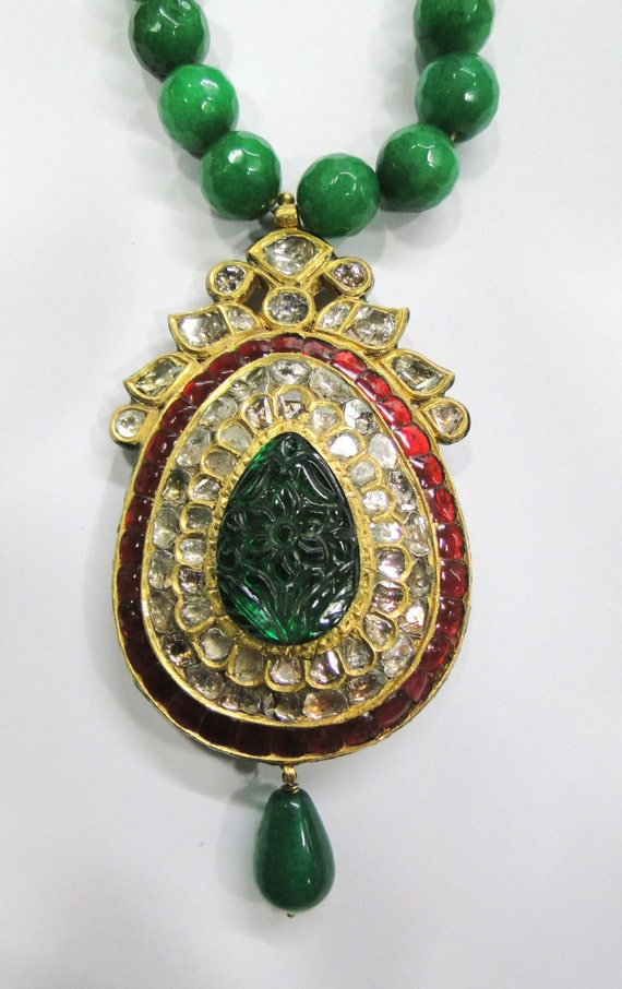 Vintage antique 20k Gold jewelry Diamond polki en… - image 1