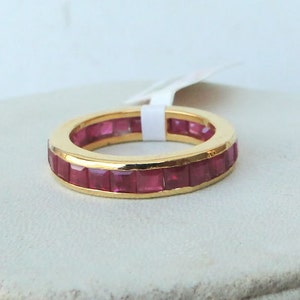 Fabulous Solid 14 K yellow Gold Ruby Gemstone Ring india image 2