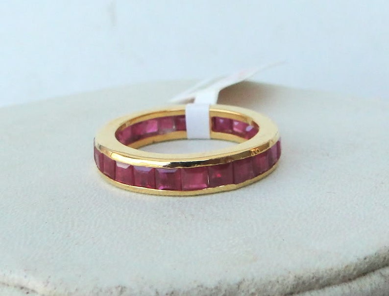 Fabulous Solid 14 K yellow Gold Ruby Gemstone Ring india image 2