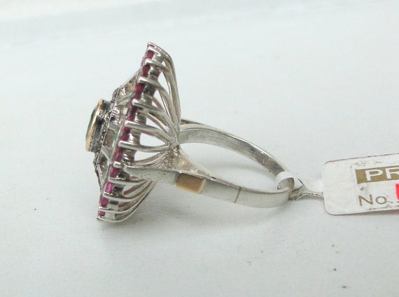 14 K Gold,Sterling Silver, Natural Ruby, Emerald … - image 4