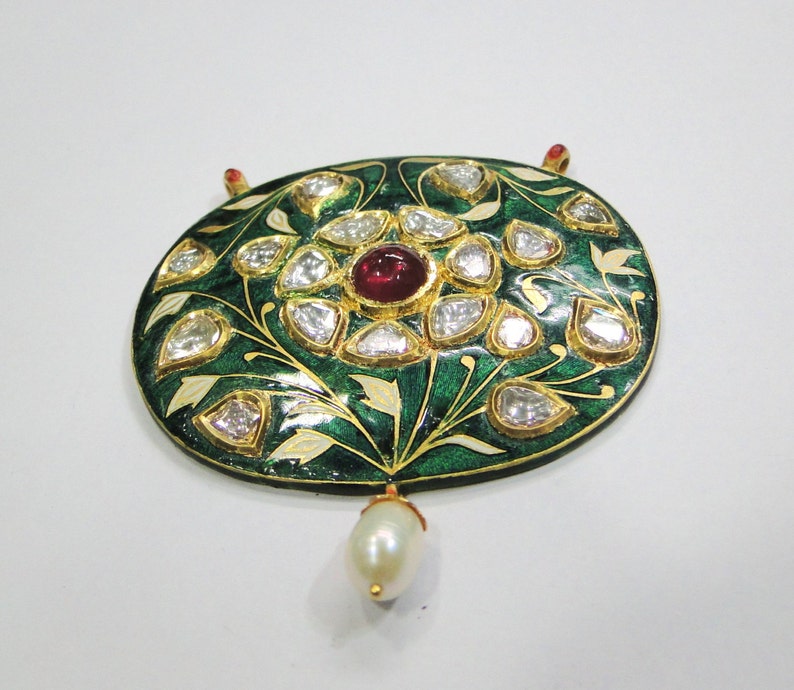 Vintage antique Solid 22K Gold jewelry Diamond polki enamel Etsy