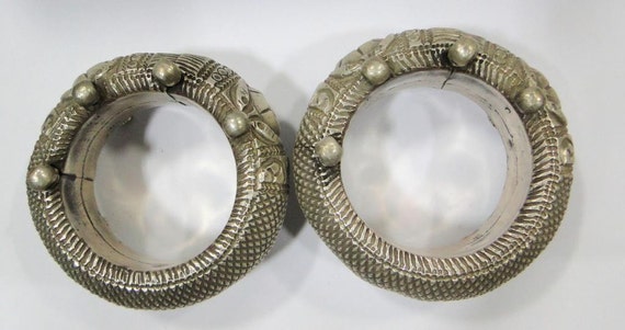 Rare! Antique ethnic tribal old silver Bracelet B… - image 3