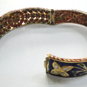 Vintage antique 20k Gold Jewelry Diamond polki Enamel Work Bangle image 4