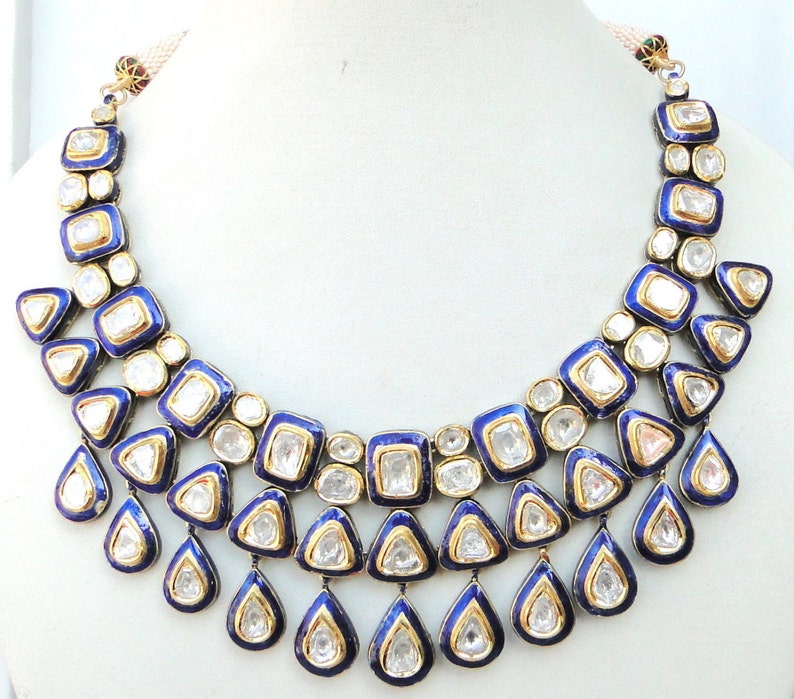 Vintage Antique 20k Gold Diamond Polki Kundan Necklace Karnataka South India image 1