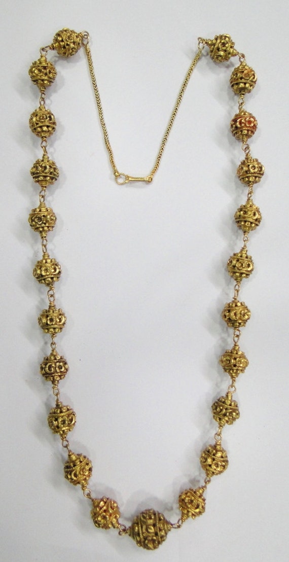 Vintage antique solid 20K Gold Beads Necklace Ori… - image 2