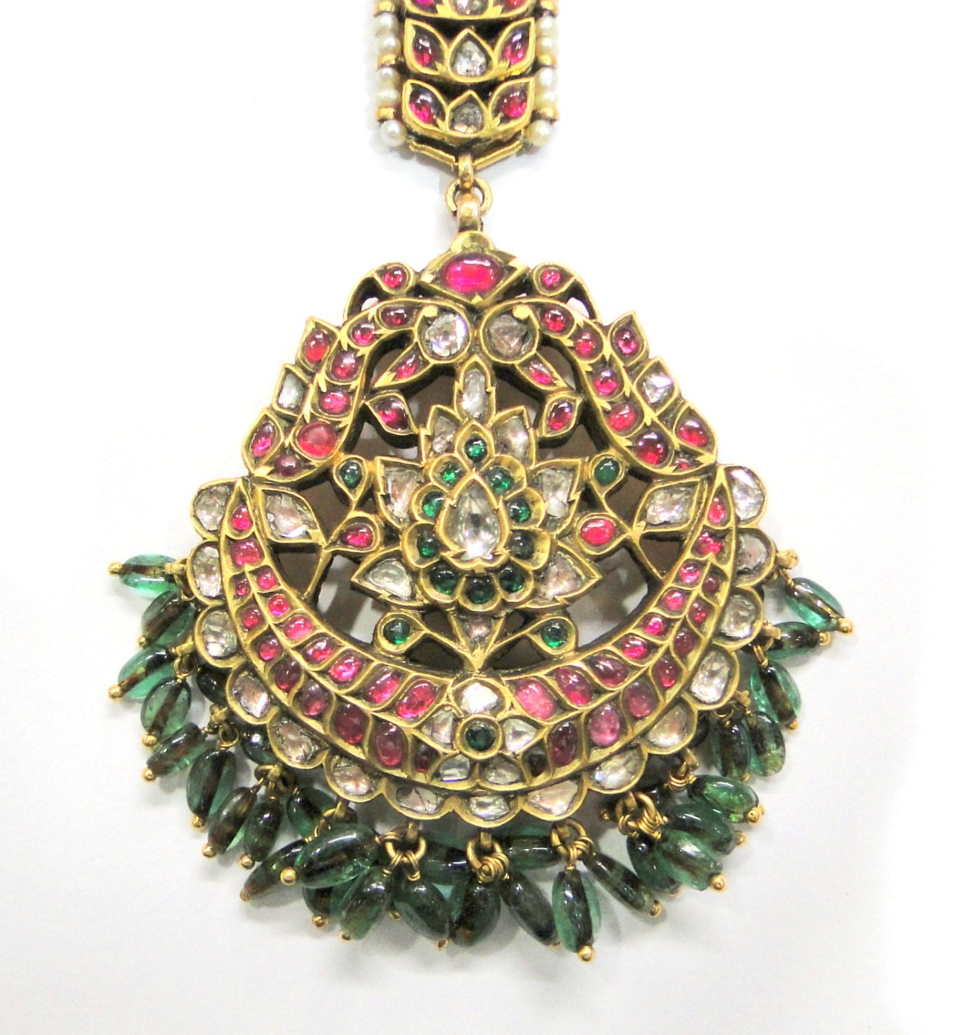 Vintage Antique Solid 20K Gold Jewelry Diamond Polki Ruby - Etsy