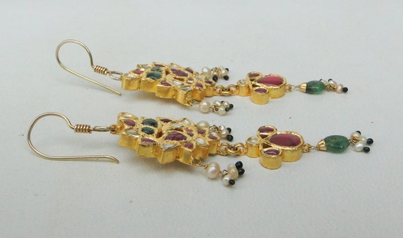 Vintage Antique 20k Gold Gemstone Earring Pair Da… - image 4