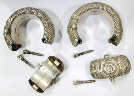 Rare! Antique ethnic tribal old silver Bracelet B… - image 4