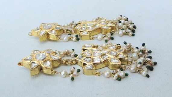 Vintage Antique 20k Gold Diamond Polki Earring Pa… - image 2