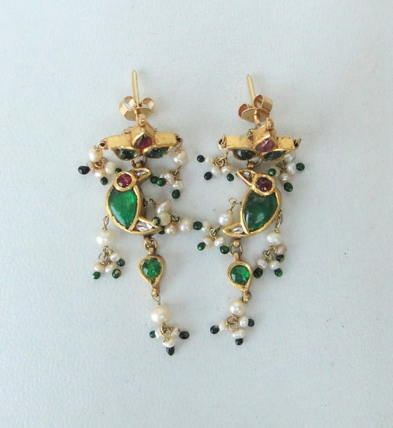 Vintage Antique 20k Gold Gemstone Earring Pair Da… - image 2