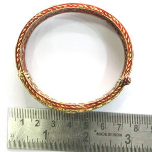 Vintage antique 20k Gold Jewelry Diamond polki Enamel Work Bangle image 6