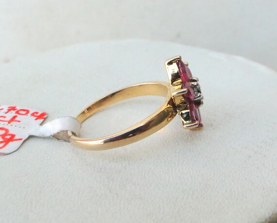 14 K Solid Gold Ruby & Diamond Gemstone Ring India - image 2