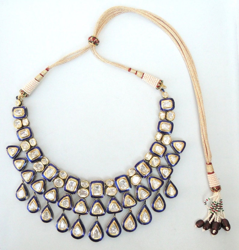 Vintage Antique 20k Gold Diamond Polki Kundan Necklace Karnataka South India image 2