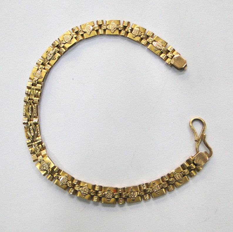 Vintage Antique Handmade Solid 20K Gold Jewelry Link Chain Bracelet ...