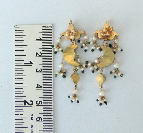Vintage Antique 20k Gold Gemstone Earring Pair Da… - image 5