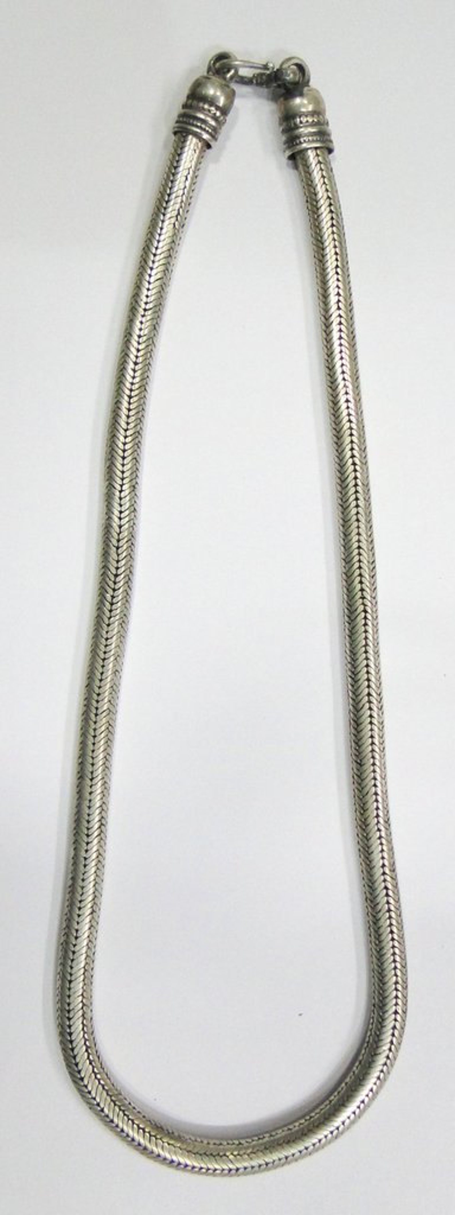 Vintage Antique Design Solid Silver Rope Chain Necklace Rajasthan India