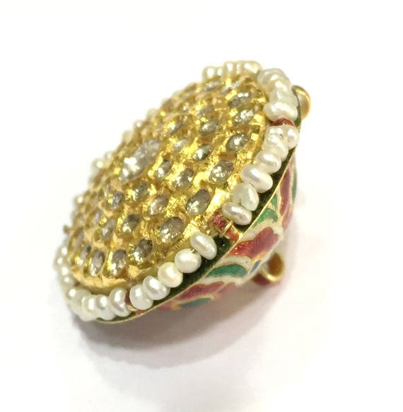 Vintage antique 20K Gold jewelry Diamond polki Pe… - image 5