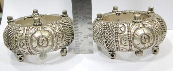Rare! Antique ethnic tribal old silver Bracelet B… - image 5
