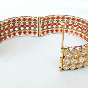 Vintage Antique 20k Gold Diamond Polki Kundan Bracelet Bangle Rajasthan India image 4