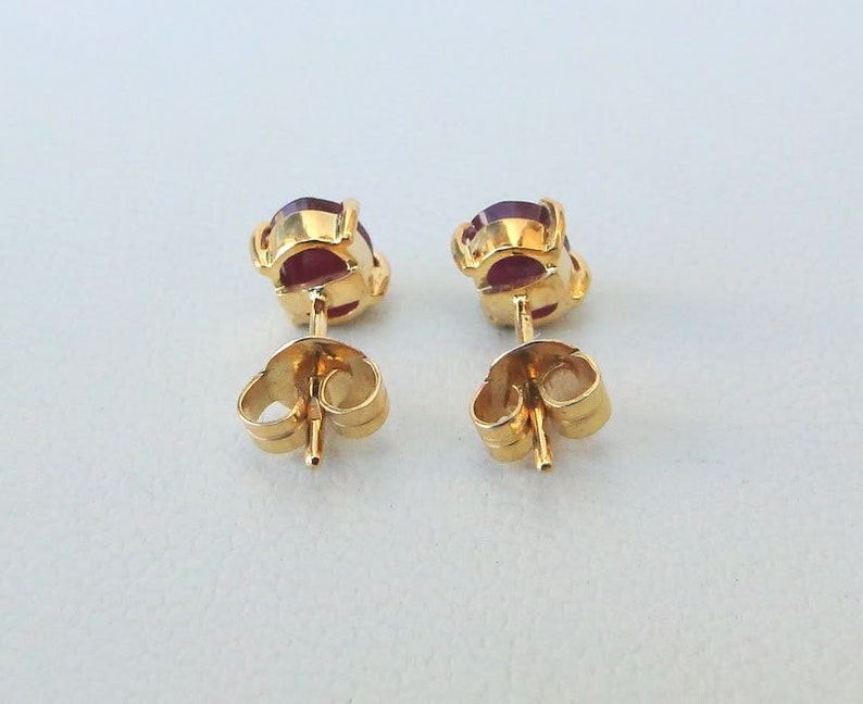 Solid 14 Carat Gold Jewelry Ruby Gemstones Ear Studs Earring | Etsy