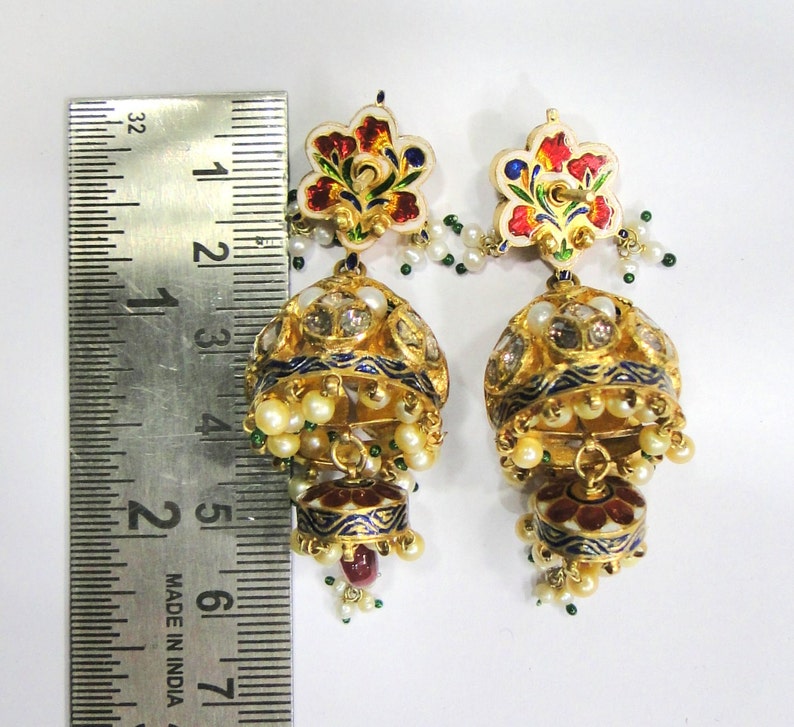 Vintage Antique Solid 20K Gold Jewelry Diamond Polki Ruby Etsy