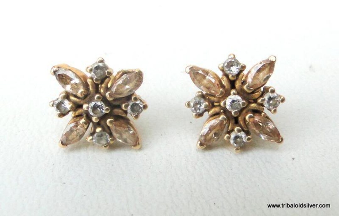 Vintage Antique Solid 20 K Gold Jewelry Stud Earring Pair Etsy