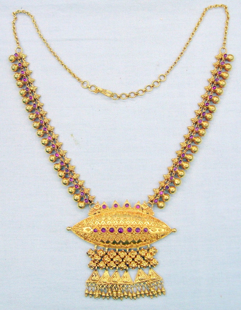 Vintage solid 22 carat Gold Necklace from Rajasthan India Etsy