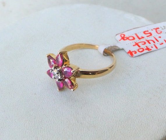 14 K Solid Gold Ruby & Diamond Gemstone Ring India - image 4