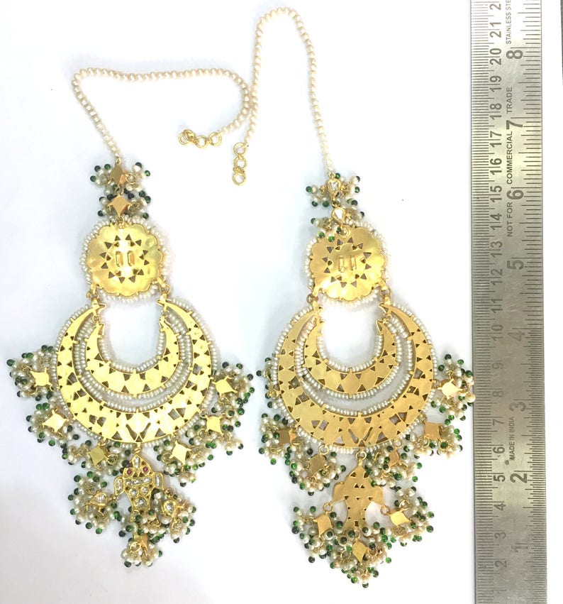 Vintage Antique 22k Gold Jewelry Diamond Polki Ruby Pearl Earring Pair ...