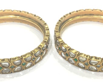 Vintage antique Handmade 20K Gold Jewelry Bangle Pair India