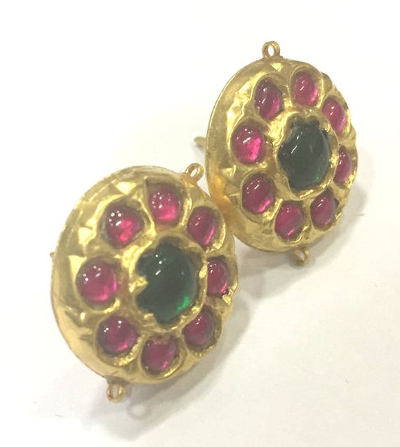 Vintage antique Handmade 20K Gold jewelry Ruby Em… - image 2