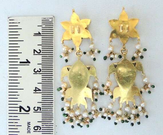 Vintage Antique 20k Gold Diamond Polki Earring Pa… - image 4