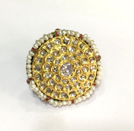 Vintage antique 20K Gold jewelry Diamond polki Pe… - image 1