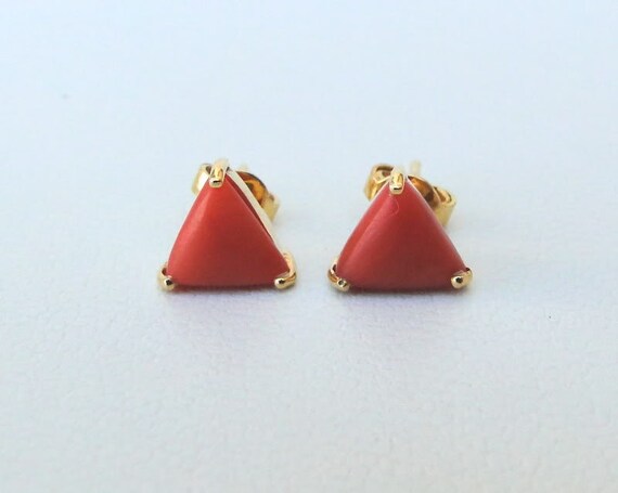 Coral studs coral earrings pure silver jewelry diamond studs gold jewe –  Nihira