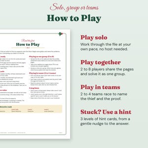 Weihnachtsdetektivspiel zum Ausdrucken: Das Rätsel der zerbrochenen Schneekugel für 1–8 Spieler, Solo, für Paare oder Teams, ungelöster Diebstahl & Logikspiel Bild 3