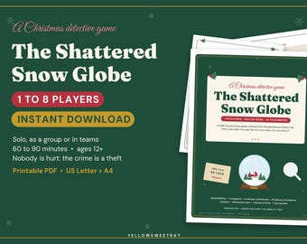 Christmas Detective Game Printable, The Shattered Snow Globe Mystery for 1-8 Players, Solo, Date Night or Teams, Unsolved Theft & Logic Game