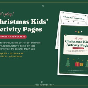 Christmas Activity Pages for Kids Printable, Word Search, Mazes, Dot to Dot & Coloring Pages, Spot the Difference, Kids Table Activity Book