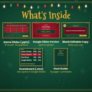 Christmas PowerPoint Game Show, Jingle Showdown, Editable Holiday Trivia for 2-4 Teams, Google Slides Version, Office Party & Family Night image 2