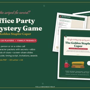 Office Party Murder Mystery Game for 4 to 20 Players, Virtual or In Person Work Christmas Party Whodunit, Team Building Activity, Printable