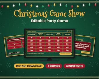 Christmas PowerPoint Game Show, Jingle Showdown, Editable Holiday Trivia for 2-4 Teams, Google Slides Version, Office Party & Family Night