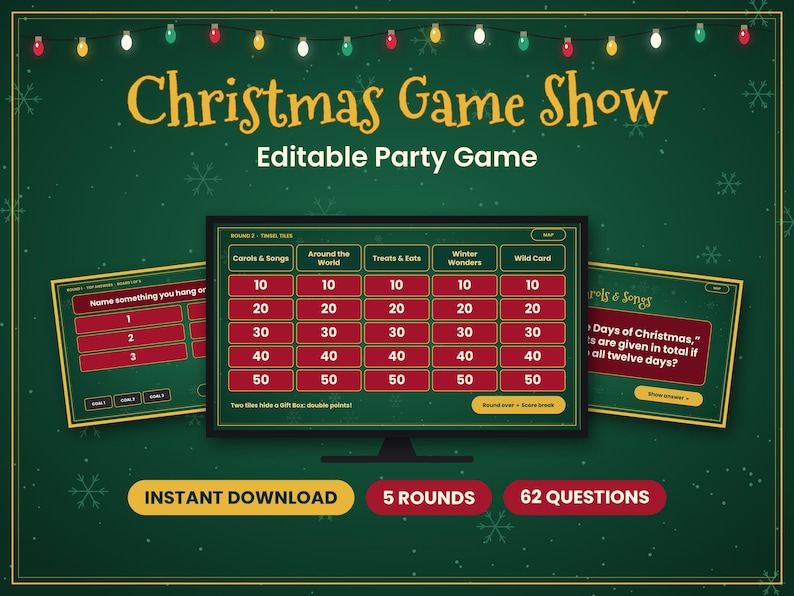 Christmas PowerPoint Game Show, Jingle Showdown, Editable Holiday Trivia for 2-4 Teams, Google Slides Version, Office Party & Family Night image 1