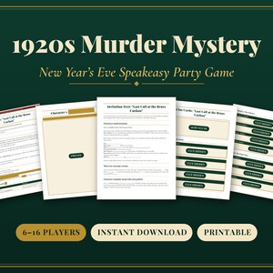 1920s Murder Mystery Party Game, New Years Eve Speakeasy Mystery for 6-16 Players, Printable Host Kit & Video Call Rules, Instant Download