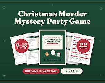 Christmas Murder Mystery Party Game Printable, Family Friendly Kit for 6 to 12 Players & Host Guide, Whodunit for Teens, Adults, Kids 10+