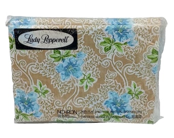 Lady Pepperell Twin Flat Sheet Floral 128 Threads No Iron Muslin Vintage USA NOS